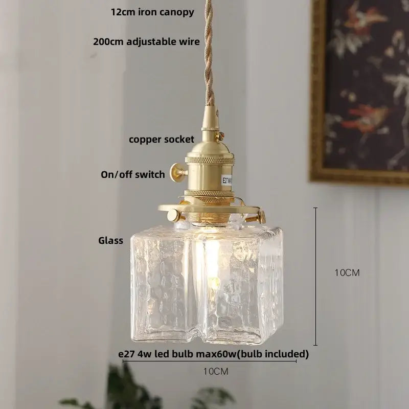 Modern brass ice cube glass pendant light for kitchen island