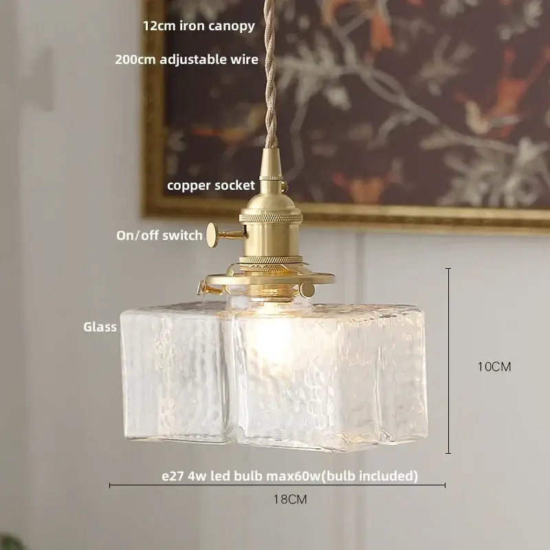 Modern brass ice cube glass pendant light for kitchen island