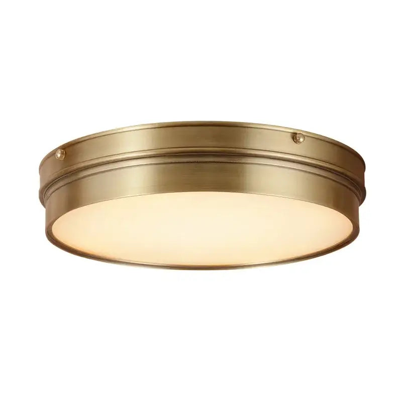 Modern brass led ceiling light for living room with frosted glass