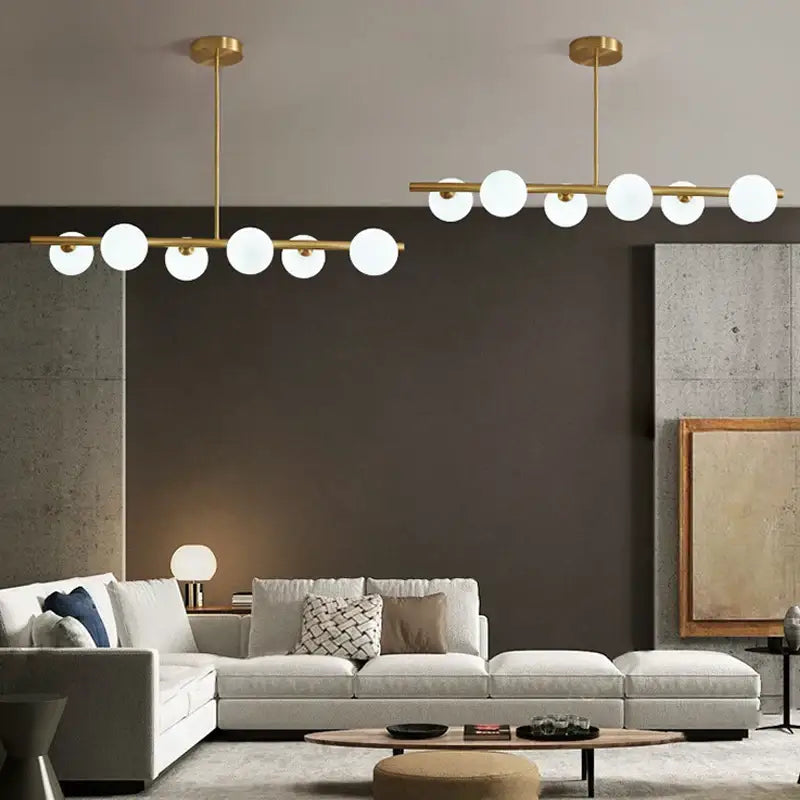 Modern brass led pendant lights 5-globe dining room chandelier