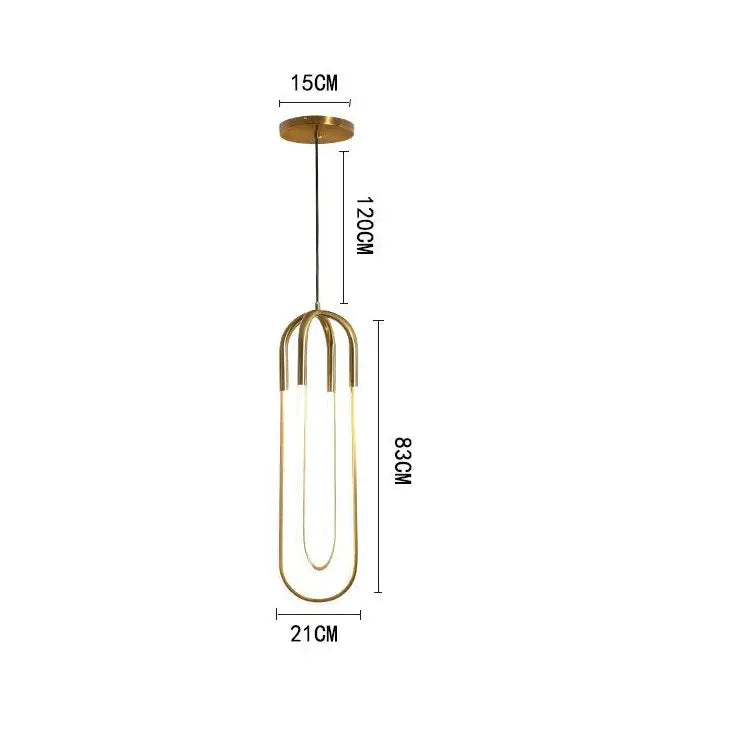 Modern brass led u-shaped bar chandelier dining room light