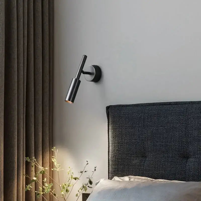 Modern brass led wall lamp bedroom rotatable cylindrical sconce