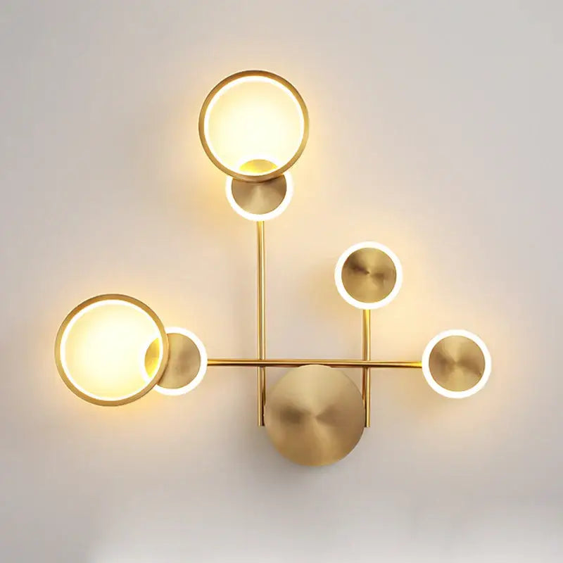Modern brass led wall light 3 disc sconce for living room