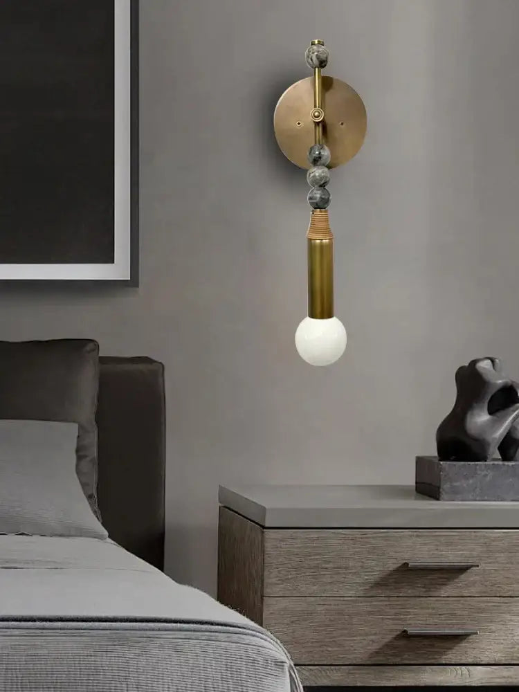 Modern brass marble ball wall sconce bedroom led light