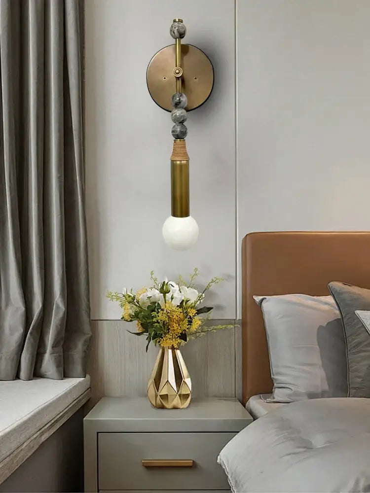 Modern brass marble ball wall sconce bedroom led light