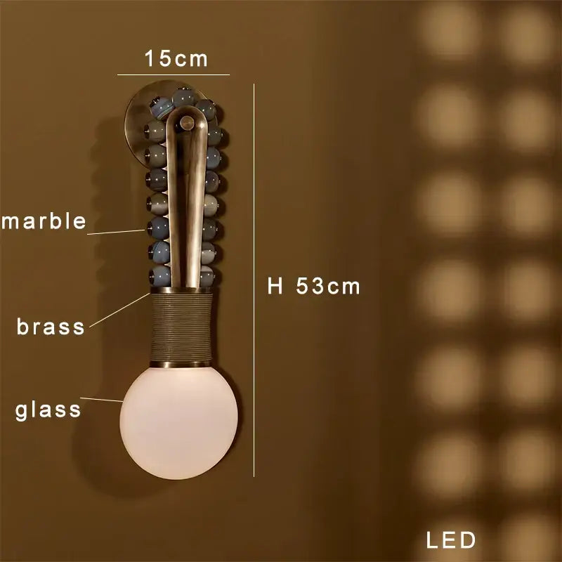 Modern brass marble ball wall sconce bedroom led light