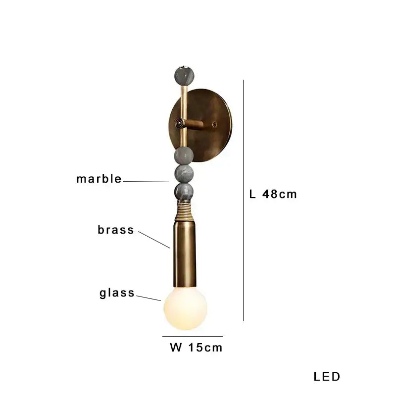Modern brass marble ball wall sconce bedroom led light