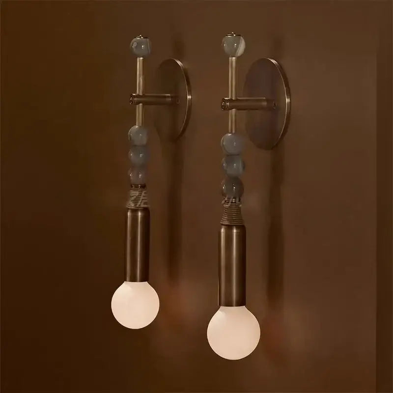 Modern brass marble ball wall sconce bedroom led light
