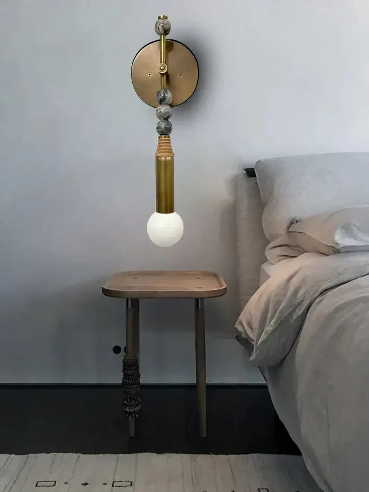 Modern brass marble ball wall sconce bedroom led light