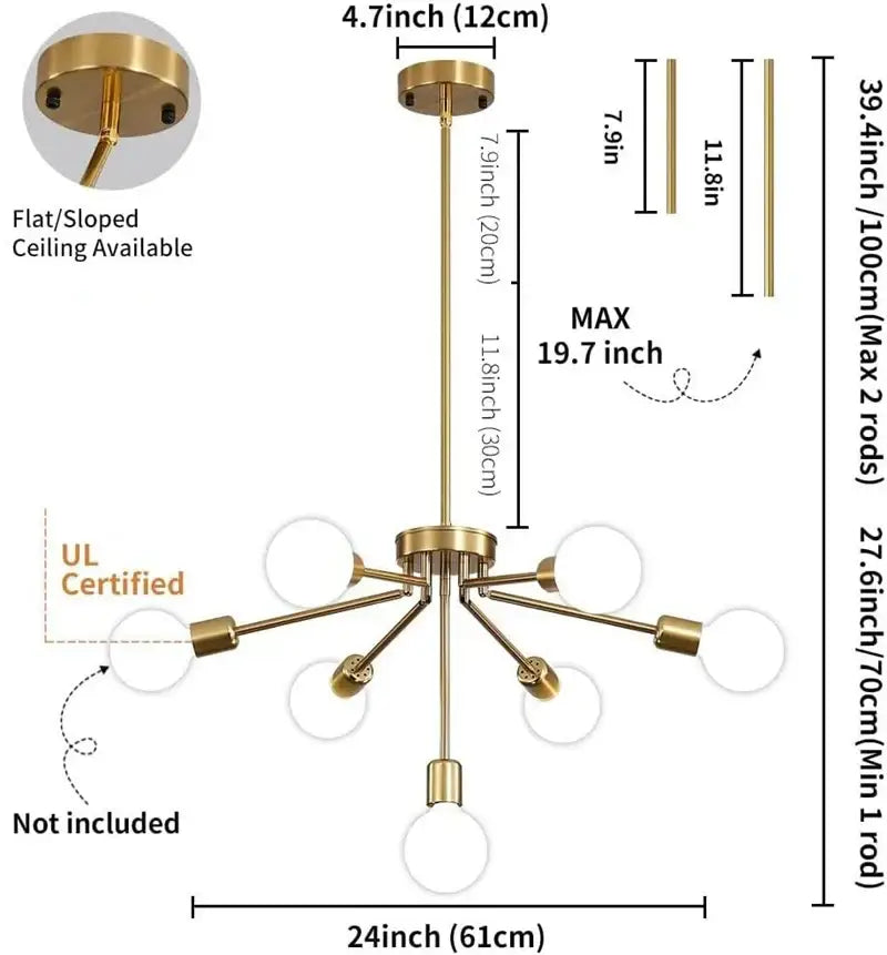 Modern brass nordic ceiling chandelier living room glass bulb light
