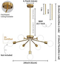 Modern brass nordic ceiling chandelier living room glass bulb light