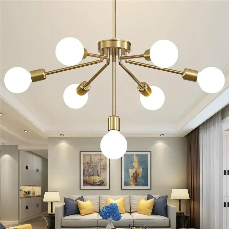 Modern brass nordic ceiling chandelier living room glass bulb light