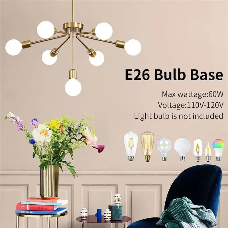Modern brass nordic ceiling chandelier living room glass bulb light