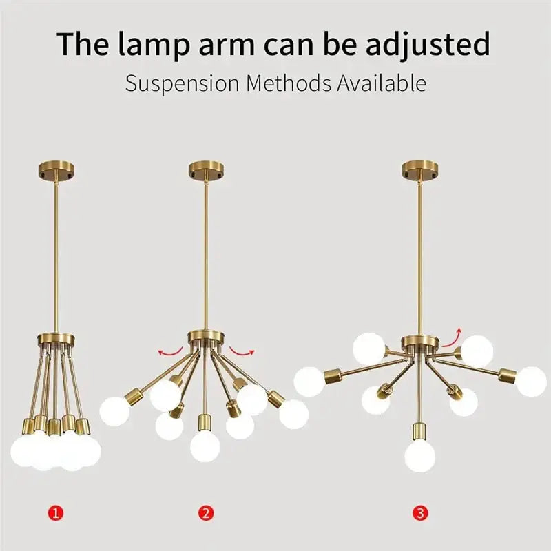 Modern brass nordic ceiling chandelier living room glass bulb light