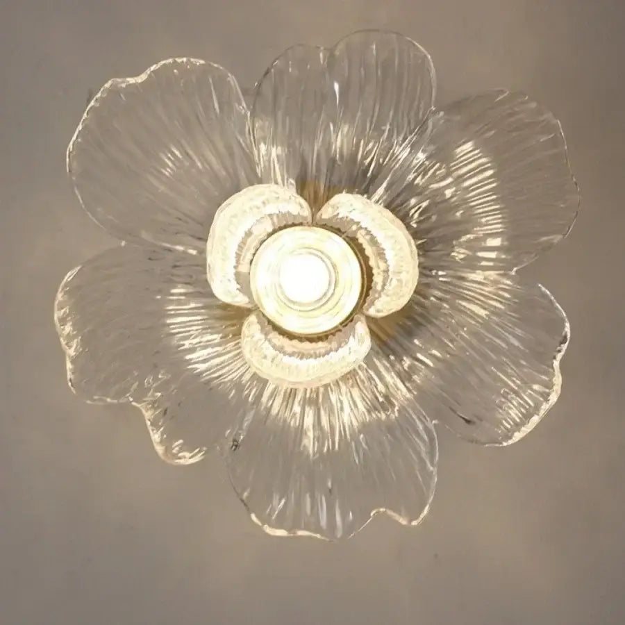 Modern brass orchid glass led ceiling lamp for bedroom