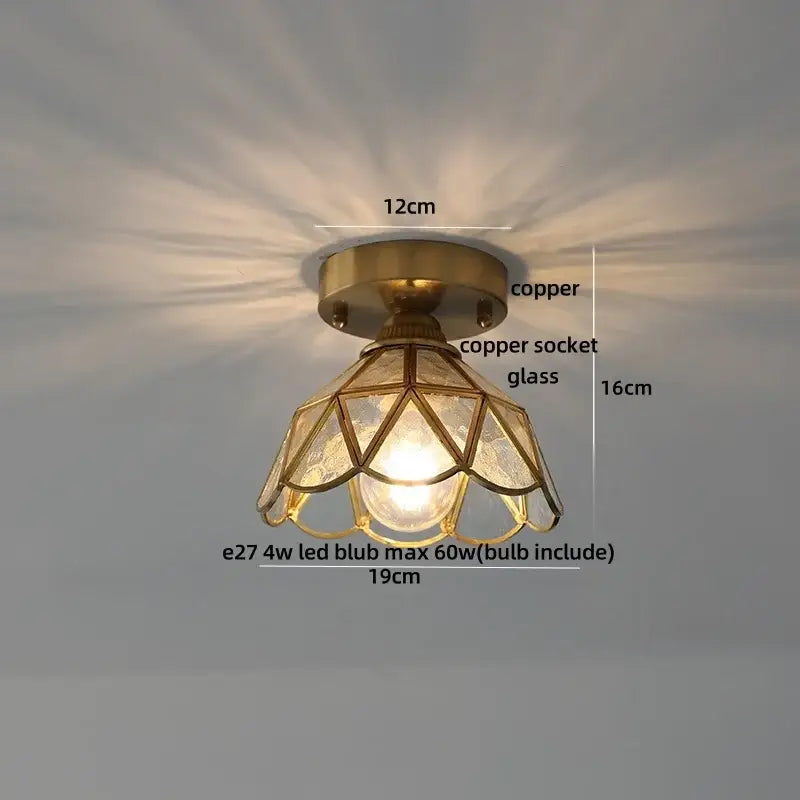 Modern brass orchid glass led ceiling lamp for bedroom