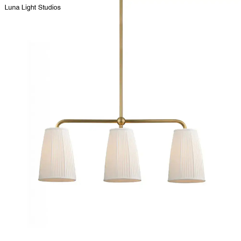 Modern brass pleated fabric pendant chandelier for dining room