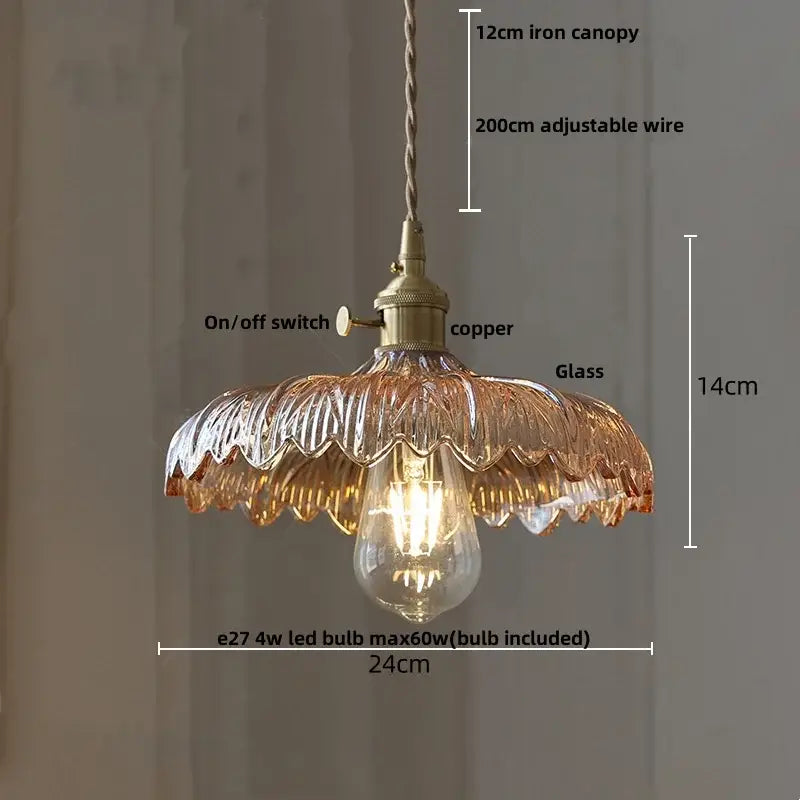 Modern brass ribbed clear glass pendant lamp dining room hanging light