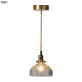 Modern brass ribbed clear glass pendant lamp dining room hanging light