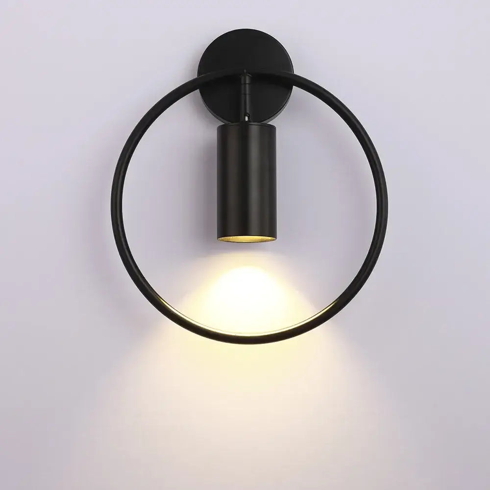 Modern brass ring led wall lamp bedroom sconce
