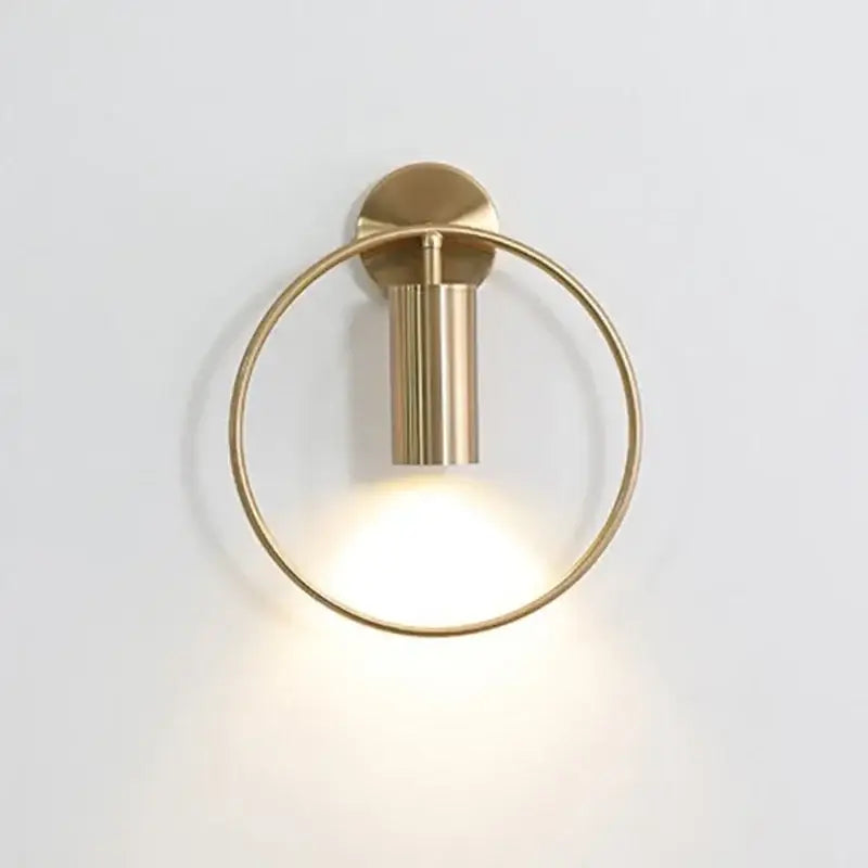 Modern brass ring led wall lamp bedroom sconce