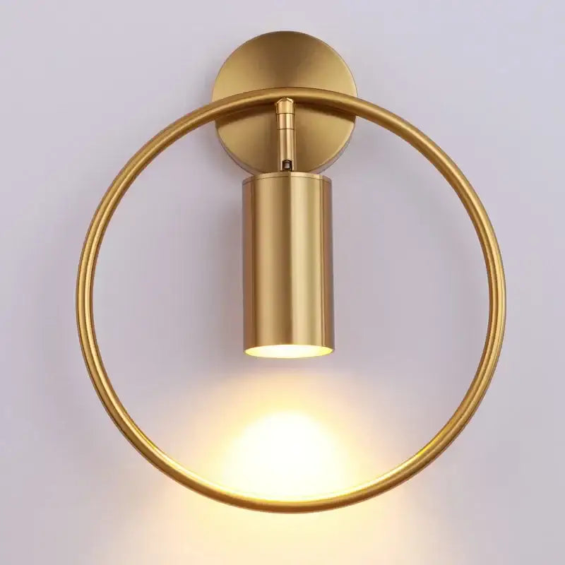 Modern brass ring led wall lamp bedroom sconce