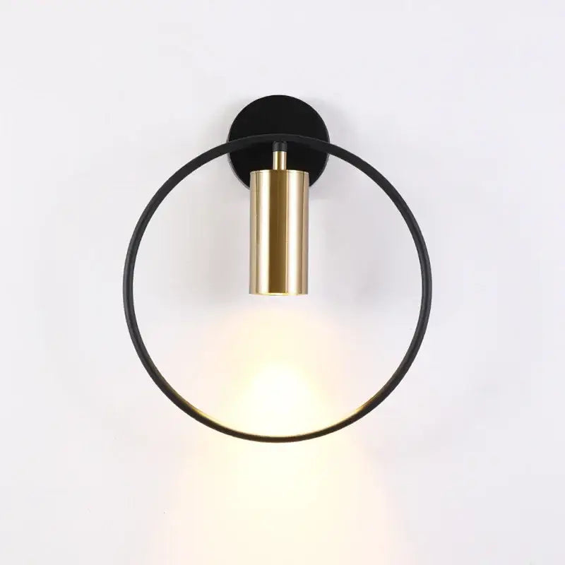 Modern brass ring led wall lamp bedroom sconce