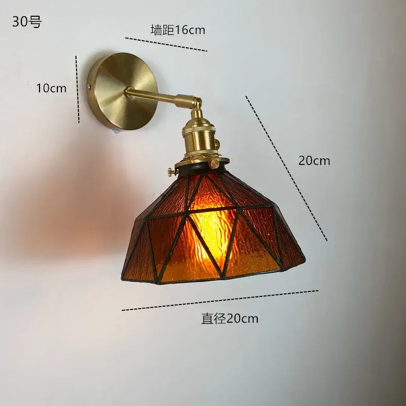 Modern brass ruffled clear glass led wall sconce bathroom light