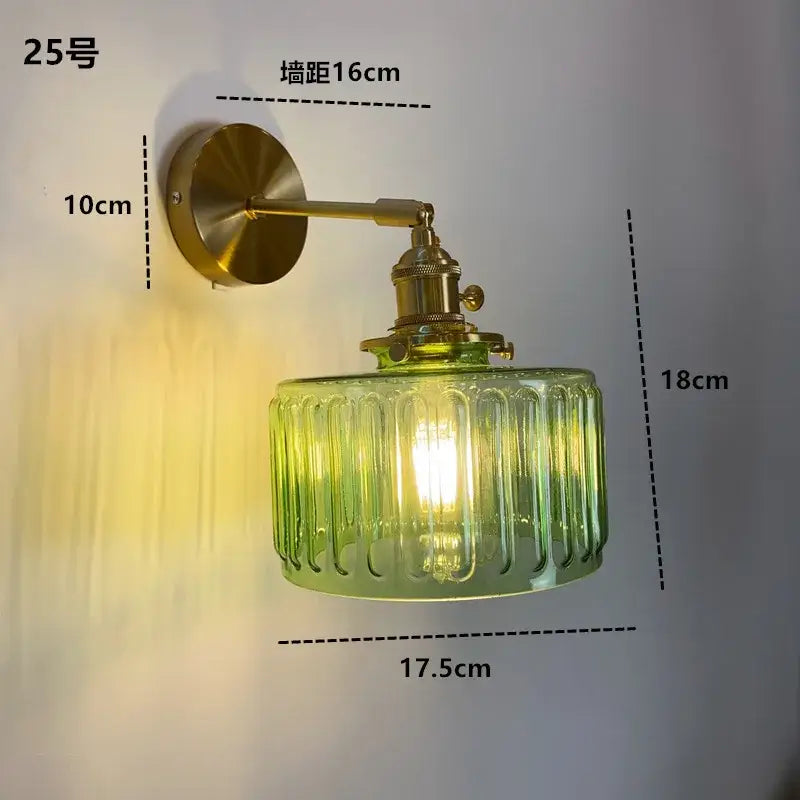 Modern brass ruffled clear glass led wall sconce bathroom light