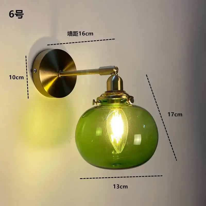 Modern brass ruffled clear glass led wall sconce bathroom light