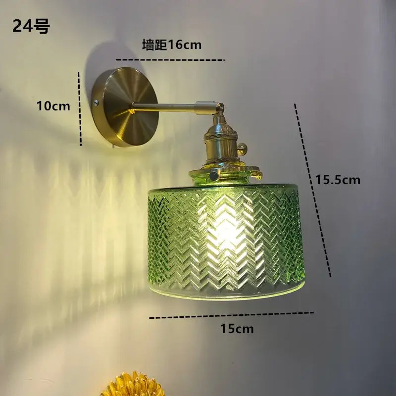 Modern brass ruffled clear glass led wall sconce bathroom light