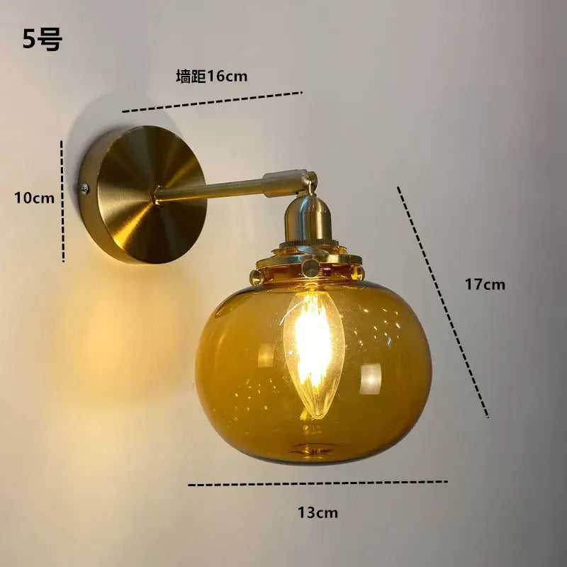 Modern brass ruffled clear glass led wall sconce bathroom light