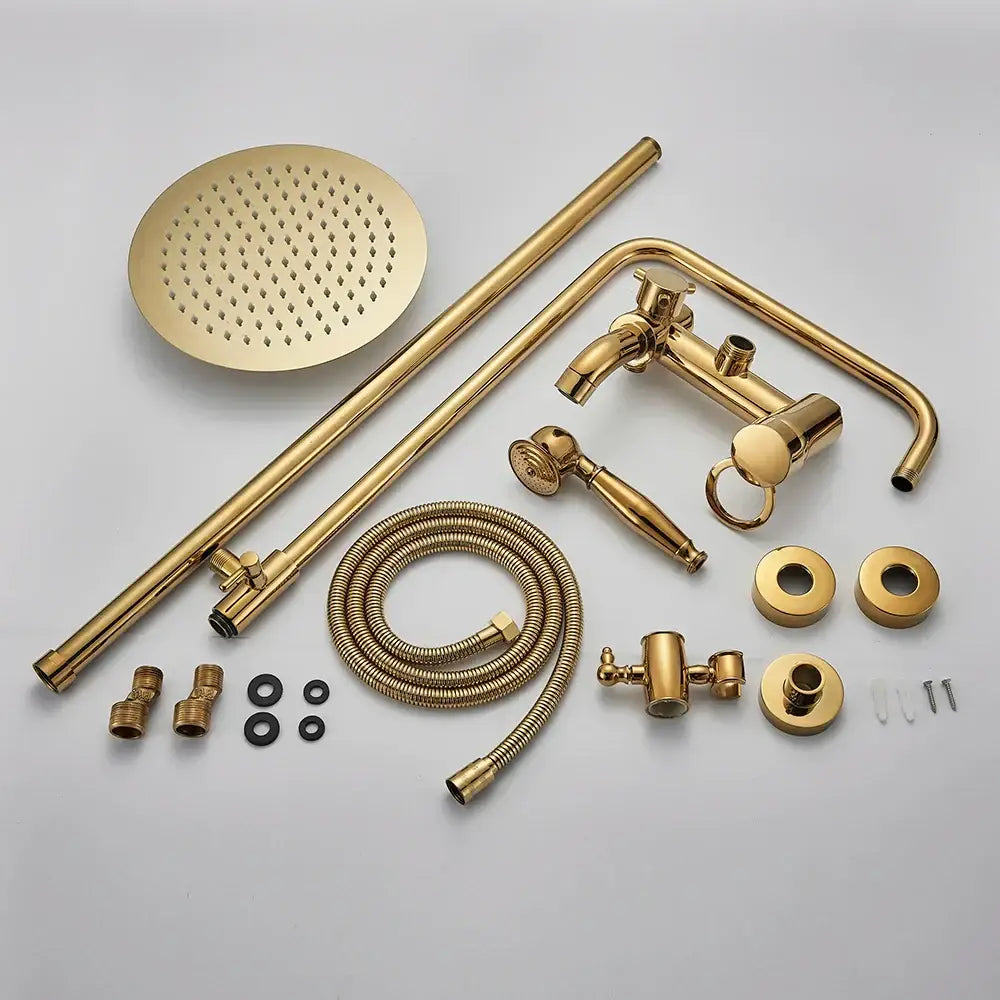 Modern brass shower set bathroom rainfall head and handheld sprayer