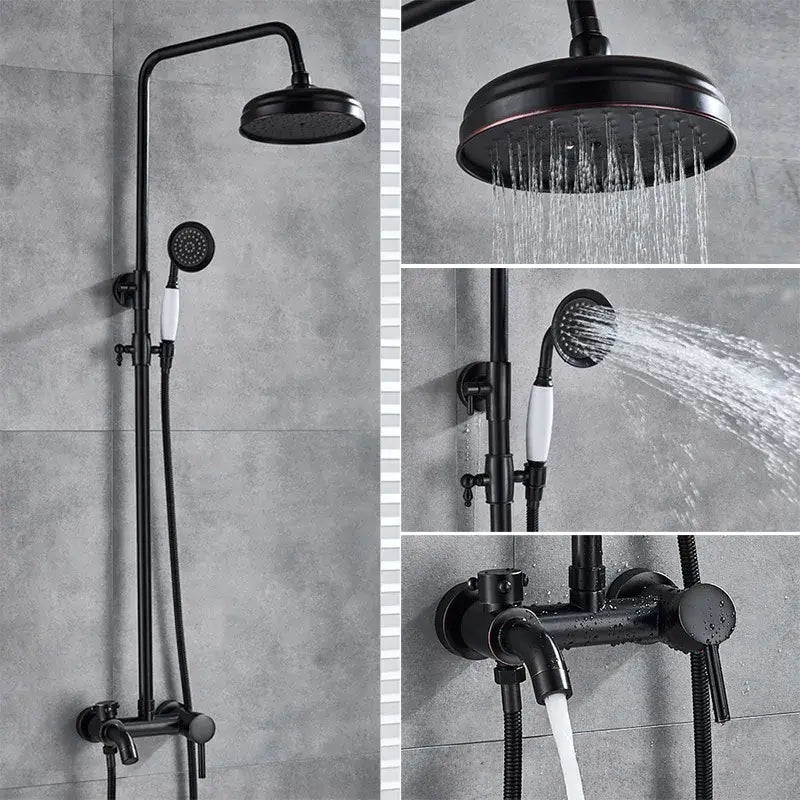 Modern brass shower set bathroom rainfall head and handheld sprayer
