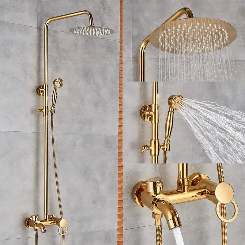 Modern brass shower set bathroom rainfall head and handheld sprayer
