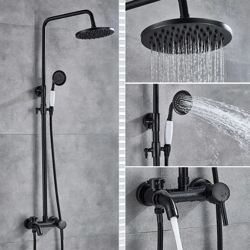 Modern brass shower set bathroom rainfall head and handheld sprayer