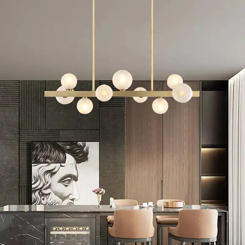 Modern brass simplicity globe pendant dining room frosted glass light