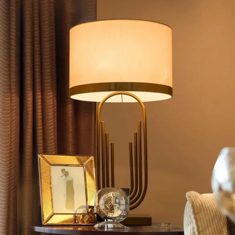 Modern brass table lamp gold paperclip light for bedroom