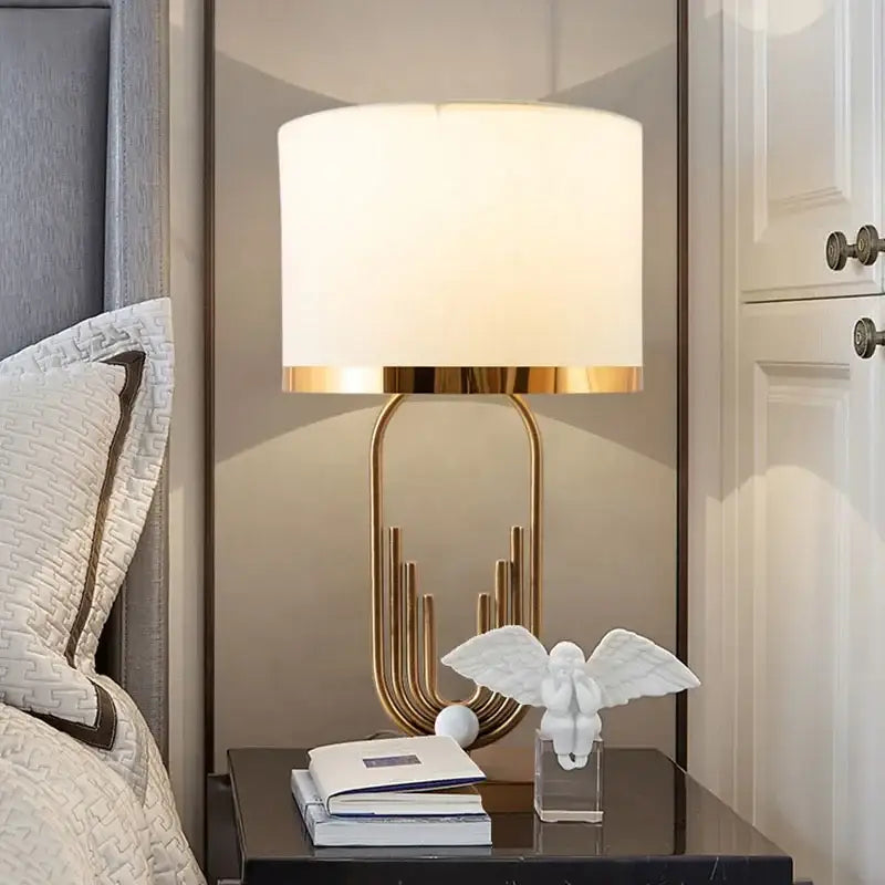 Modern brass table lamp gold paperclip light for bedroom