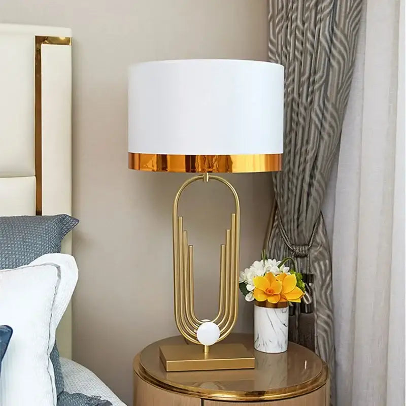 Modern brass table lamp gold paperclip light for bedroom