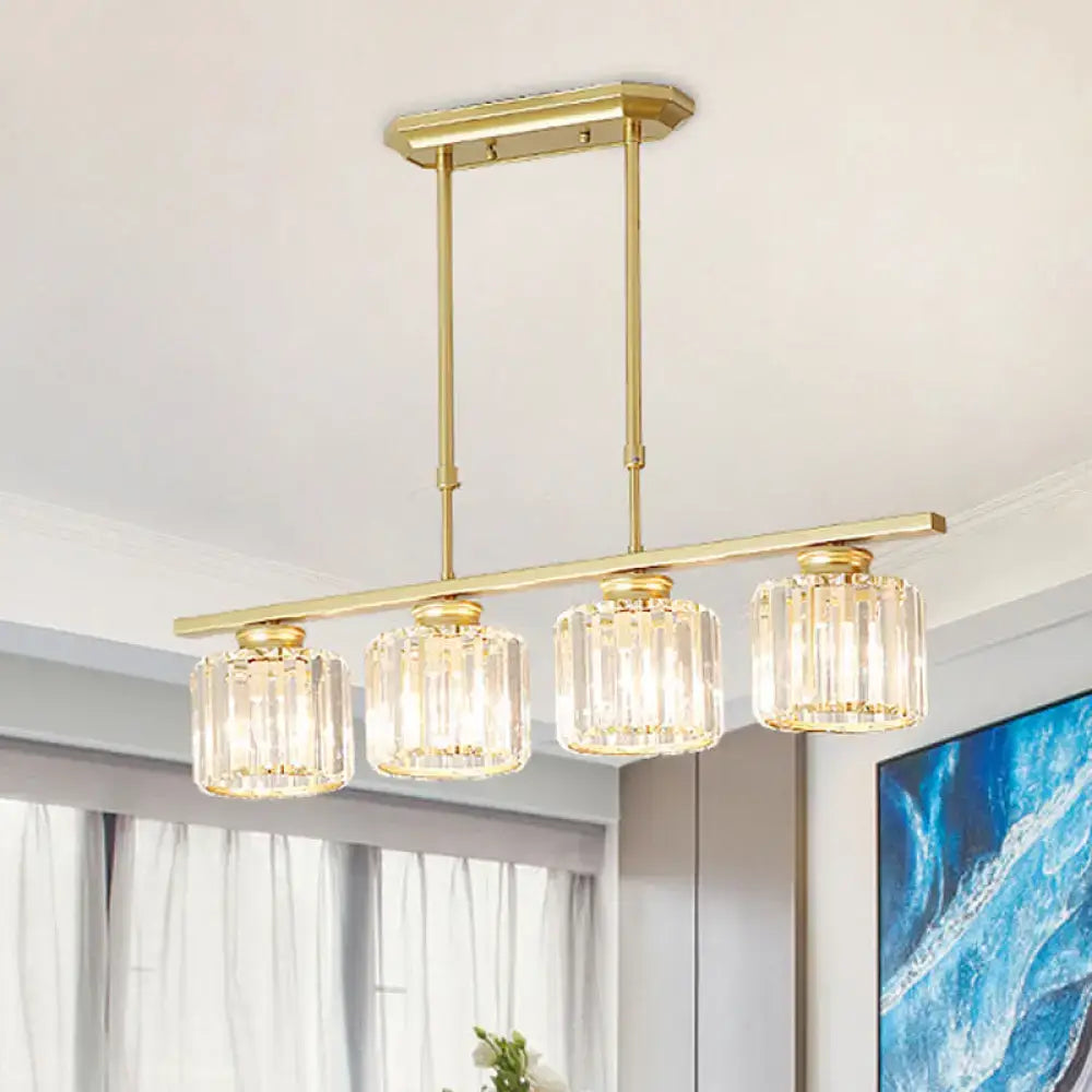Modern brass triple crystal ceiling pendant light for dining room