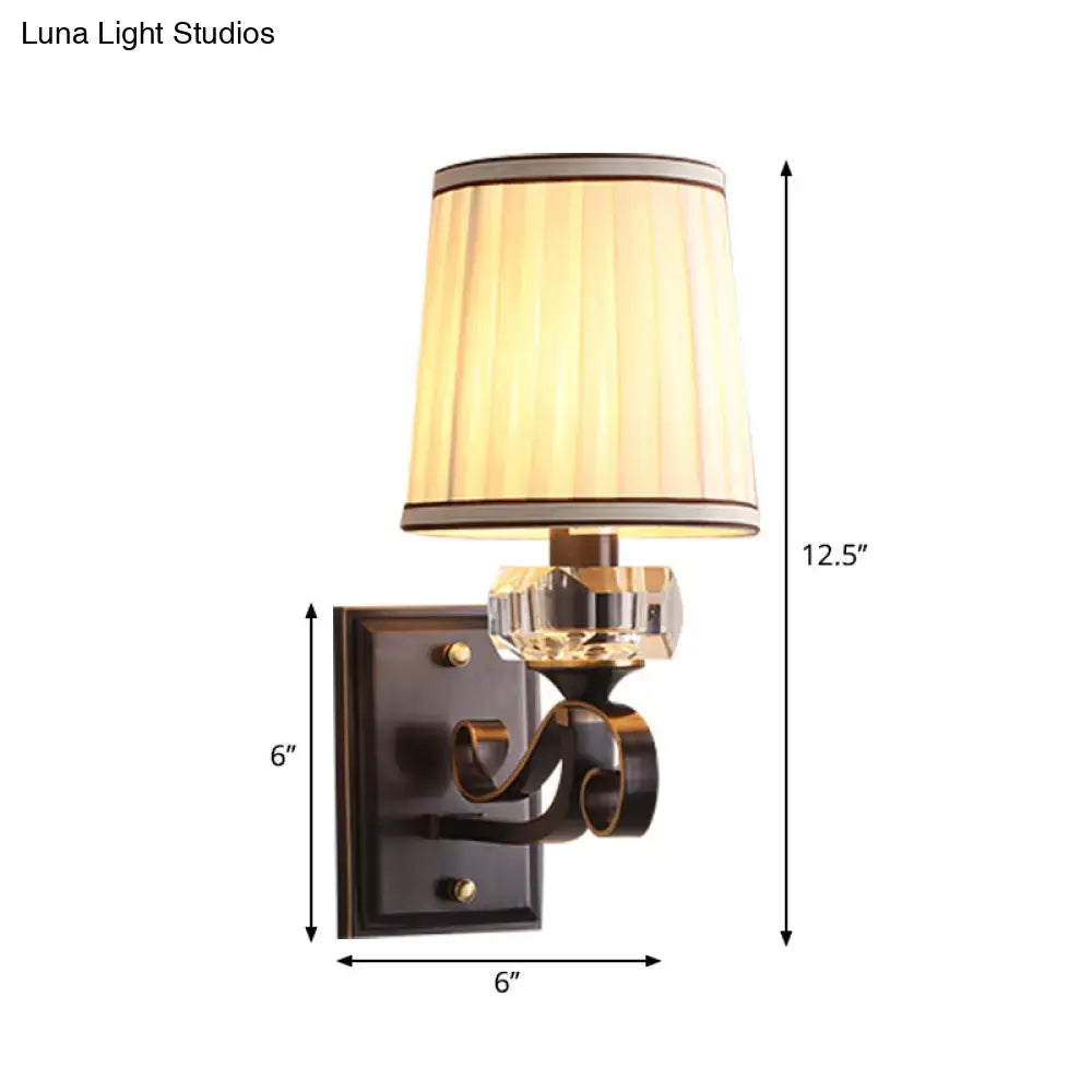 Modern brass wall lamp – bedroom sconce with pleated shade