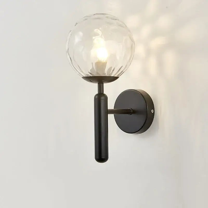 Modern brass wall lights with white & clear glass ball for living room