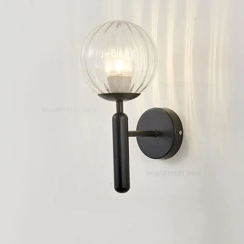Modern brass wall lights with white & clear glass ball for living room