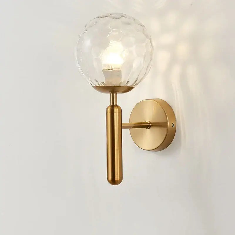 Modern brass wall lights with white & clear glass ball for living room