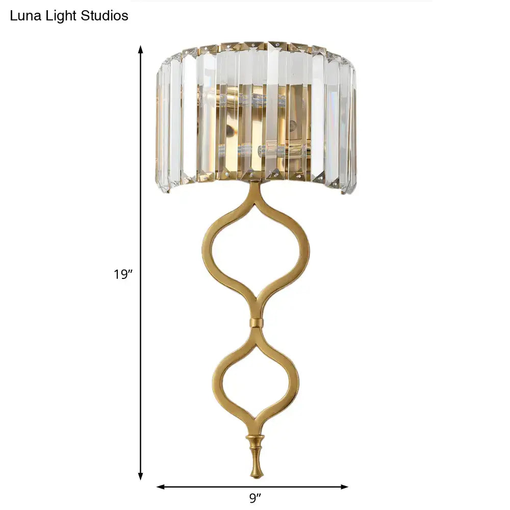 Modern brass wall sconce with crystal rectangle shade bedroom light
