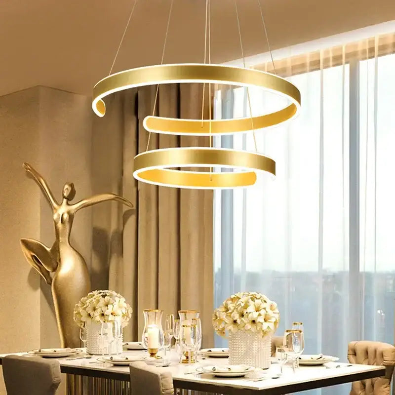 Modern bronze circle rings acrylic pendant light dining room