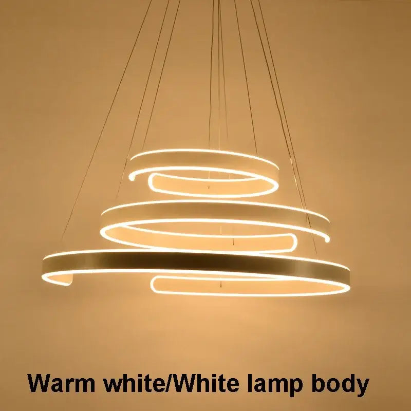 Modern bronze circle rings acrylic pendant light dining room