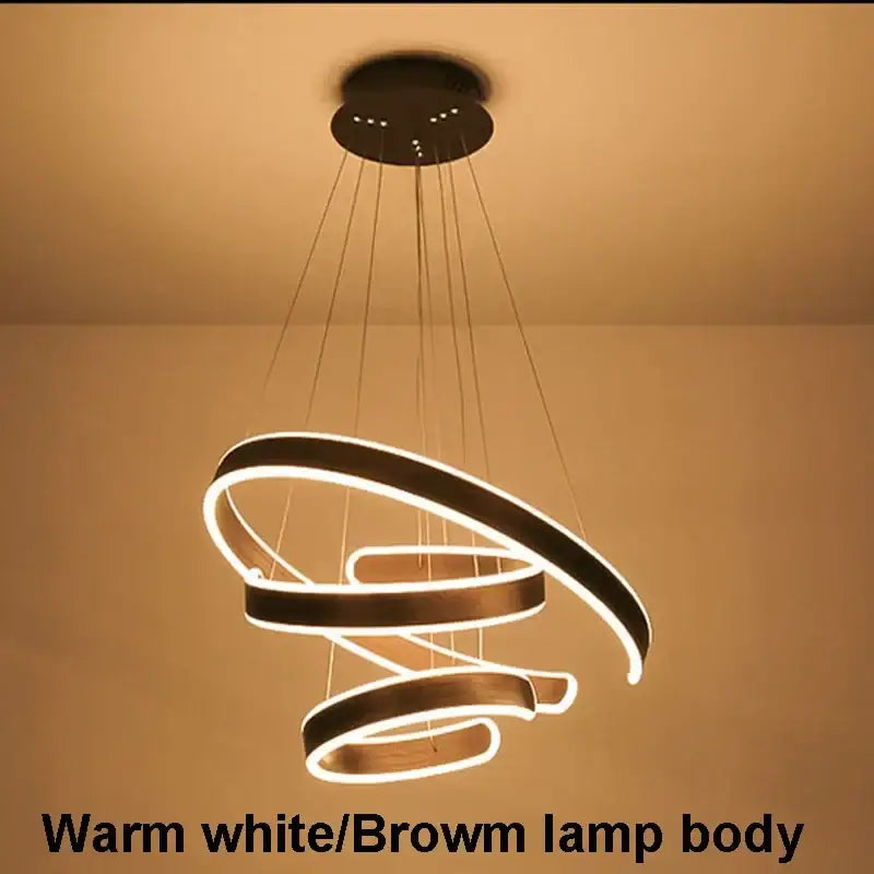 Modern bronze circle rings acrylic pendant light dining room