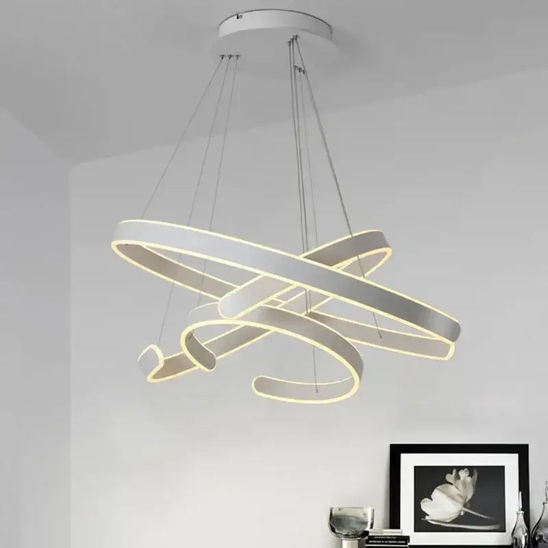 Modern bronze circle rings acrylic pendant light dining room